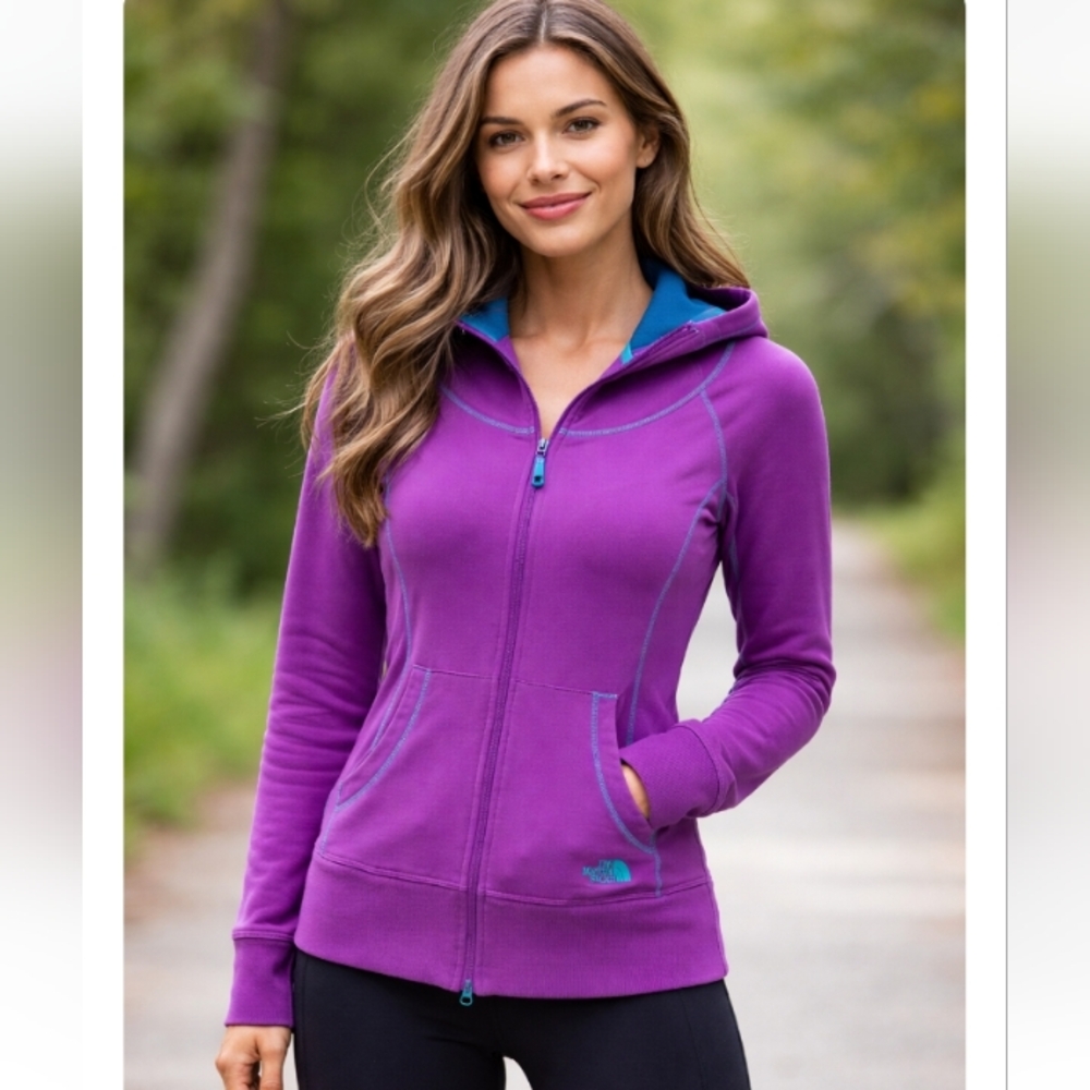 The North Face Purple Zip Hoodie Jacket Small | Teal Trim Athletic Outdoor